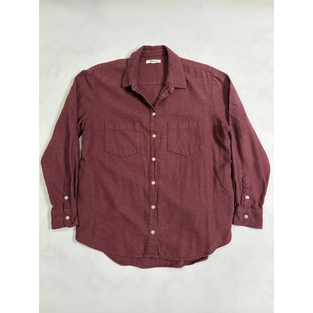 Madewell Burgundy Cotton Flannel Button Up Shirt Medium Long Sleeve